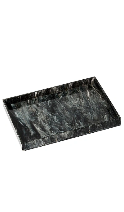 LARGE RECTANGLE ACRYLIC TRAY – BLACK AND WHITE MARBLE. 尺码 ALL.