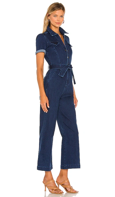 Shop Paige Anessa Short Sleeve Jumpsuit In Blue