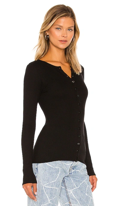 Enza Costa Silk Rib Fitted Long Sleeve Cardigan In Black