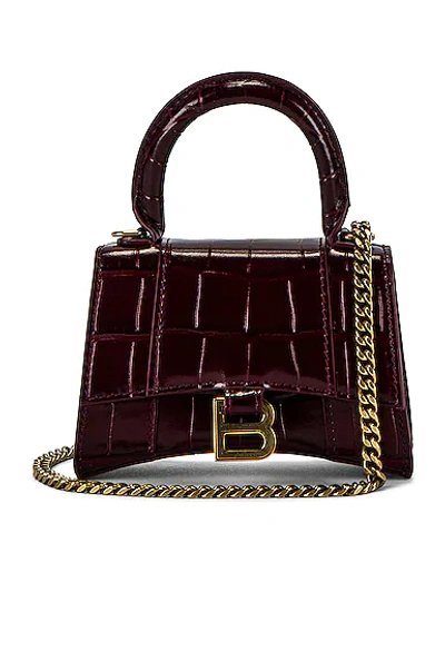 Balenciaga Mini Hourglass Top Handle Bag In Dark Red | ModeSens