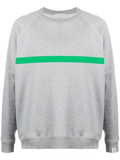 Shop Mackintosh Horizontal-stripe Crew-neck Sweatshirt In Grey