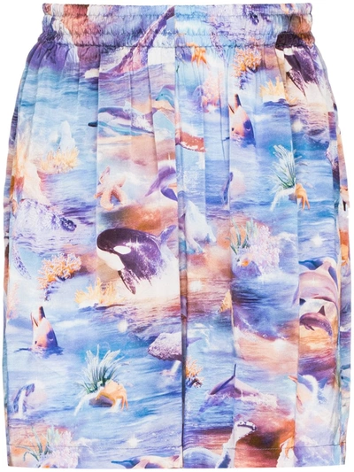 Shop Phipps Lounge Sealife Print Shorts In Blue