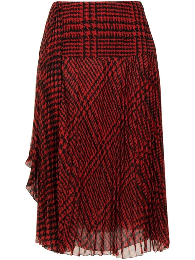 Shop Ermanno Scervino Prince-of-wales Print Pleated Skirt In Red