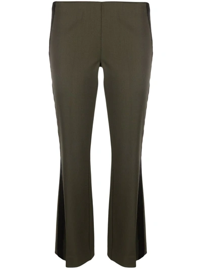 Shop P.a.r.o.s.h Flared Wool Trousers In Green