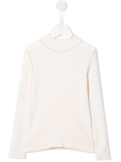 Shop Chloé Ribbed-knit Roll-neck Jumper In Neutrals