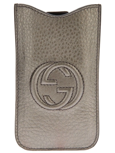 Shop Gucci Logo Iphone Case In Metallic