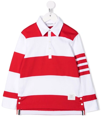 Shop Thom Browne 4-bar Stripe Polo Shirt In Red