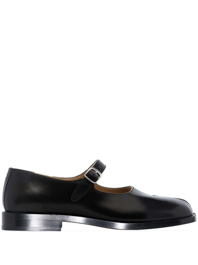 Maison Margiela Tabi Leather Mary-jane Ballets In Black