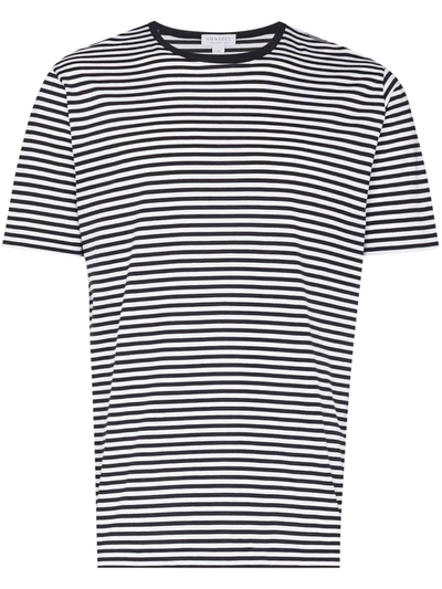 Shop Sunspel Striped Cotton T-shirt In White