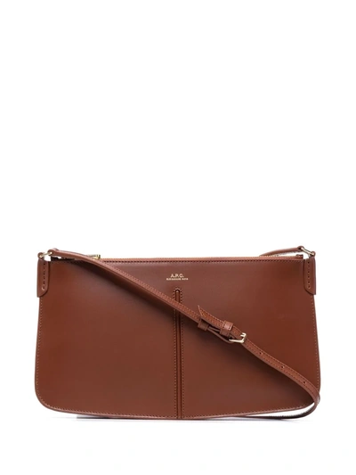 Shop Apc Betty Baguette Shoulder Bag In Brown