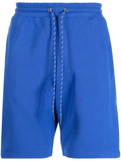 Shop Michael Kors Blocked-logo Drawstring Track Shorts In Blue