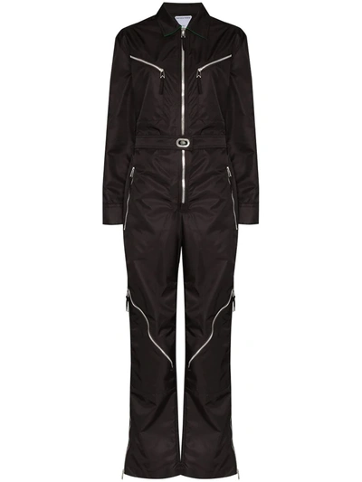 Shop Bottega Veneta Belted Zip-up Jumpsuit In Black
