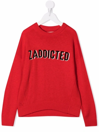 Shop Zadig & Voltaire Slogan Intarsia-knit Jumper In Red