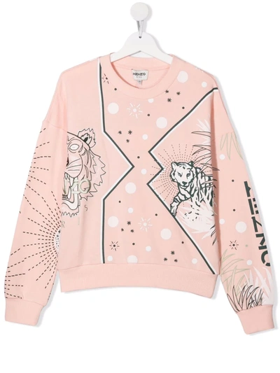 Shop Kenzo Graphic-print Cotton Sweatshirt In Pink