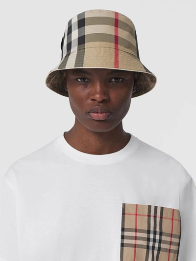 Shop Burberry Check Pocket Cotton T-shirt In White