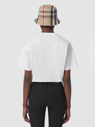 Burberry Women White Jersey Checked Twill-trimmed Cotton-jersey T-shirt Tee Shirt In White