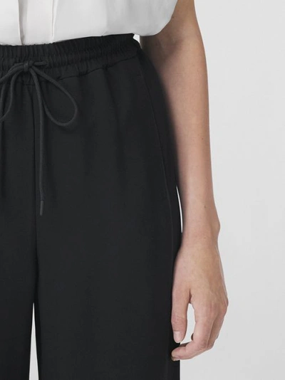 Shop Burberry Viscose Wide-leg Trousers In Black