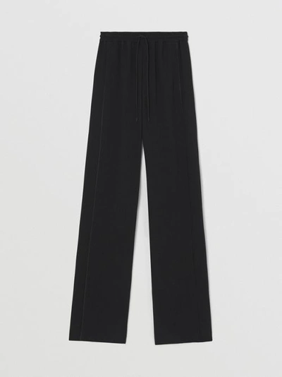 Shop Burberry Viscose Wide-leg Trousers In Black