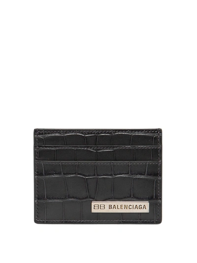 Shop Balenciaga Croc-embossed Plate Card Holder