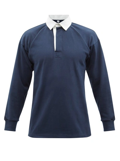 E. Tautz Long-sleeve Cotton-jersey Polo Shirt In Navy | ModeSens