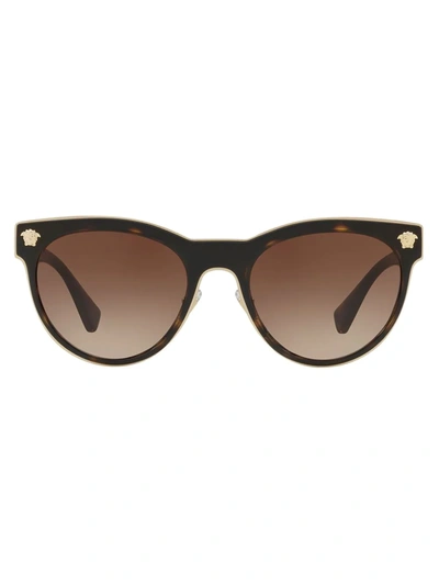 Shop Versace Tortoise-shell Round Sunglasses In Brown