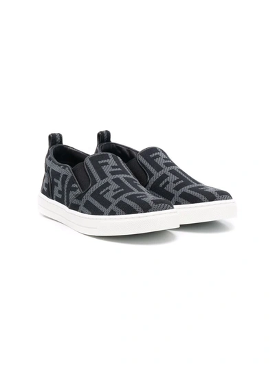 Shop Fendi Ff-print Slip-on Sneakers In Black