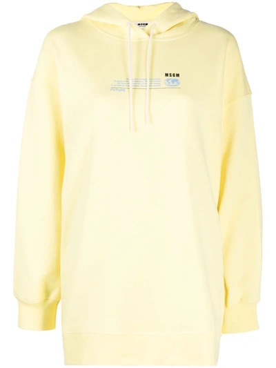 Shop Msgm Logo-print Organic Cotton Hoodie In Yellow