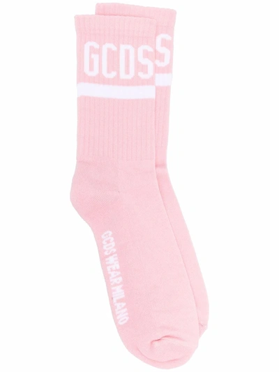 Shop Gcds Logo Embroidered Socks In Pink