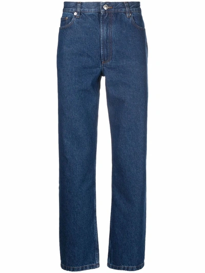 Shop Apc Mid-rise Straight-leg Jeans In 蓝色
