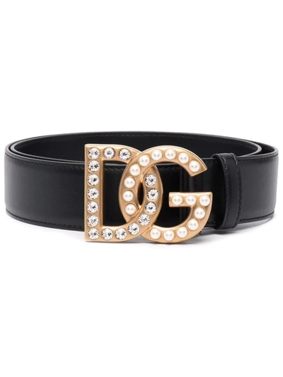 Shop Dolce & Gabbana Logo-studded Leather Belt In Black