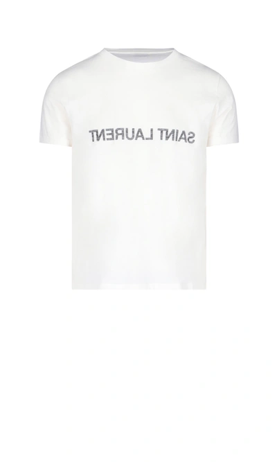 Shop Saint Laurent Revers Logo T-shirt In White