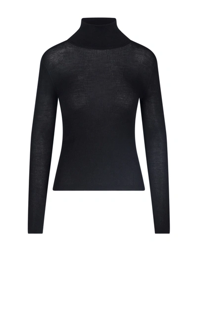 Shop Saint Laurent Ribbed High Neck Sweater In Black