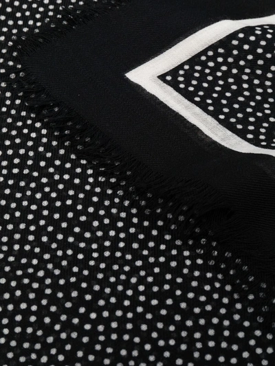 Shop Saint Laurent Printed Wool Scarf In Black