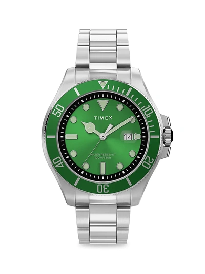 Shop Timex Men's Harborside Coast 3-hand Stainless Steel Bracelet Watch In Silver