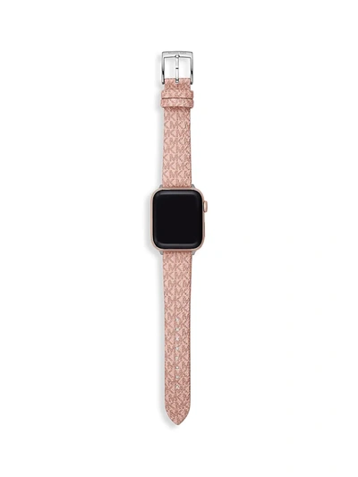 Shop Michael Kors Mk Micro Logo Apple Strap Collection. Apple Watch Band/38mm & 40mm In Pink