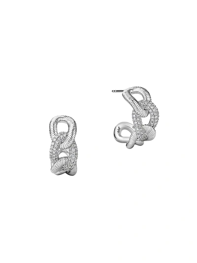 Shop Judith Ripka Women's Eternity Sterling Silver & Diamond Open Link Earrings