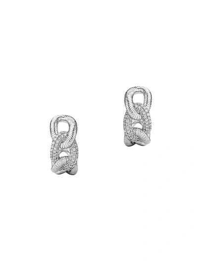Shop Judith Ripka Women's Eternity Sterling Silver & Diamond Open Link Earrings