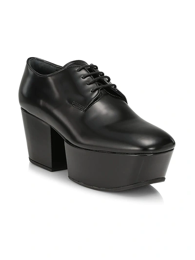 Shop Prada Platform Leather Loafers In Nero