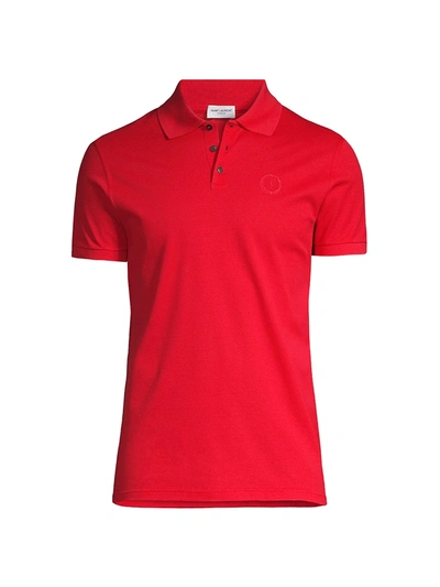 Shop Saint Laurent Pique Polo Shirt In Rouge