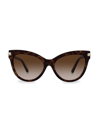 Shop Tiffany & Co Women's 55mm Cat Eye Sunglasses In Havana