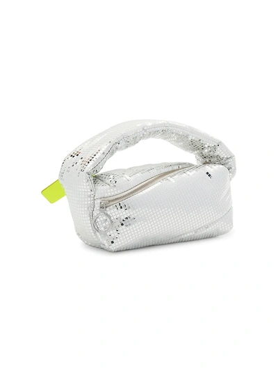 Shop Off-white Pump Pouch Disco Top Handle Bag In Disco Silver