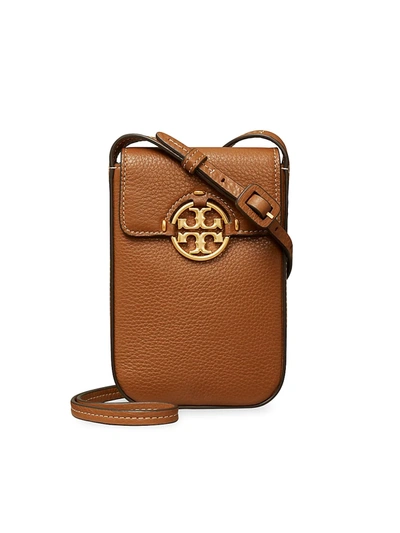 Shop Tory Burch Women's Miller Leather Phone Crossbody Bag In Brown
