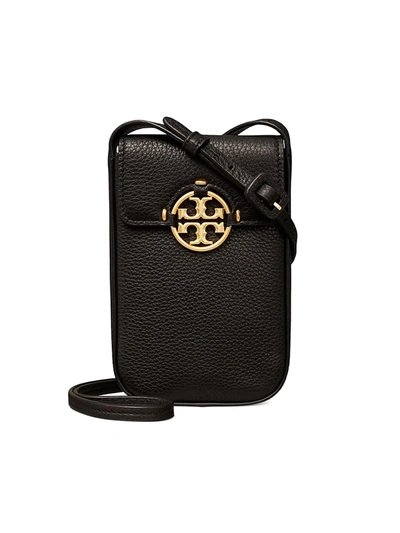 Shop Tory Burch Women's Miller Leather Phone Crossbody Bag In Black