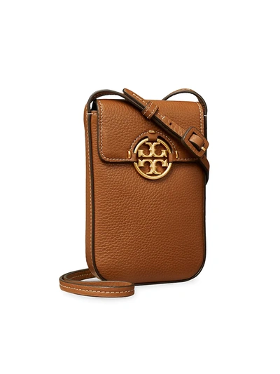 Shop Tory Burch Women's Miller Leather Phone Crossbody Bag In Brown