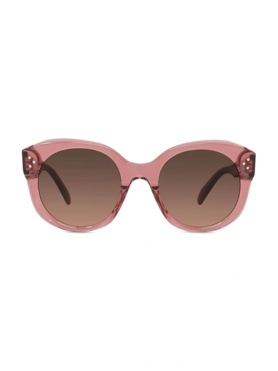 Shop Celine Women's 53mm Round Sunglasses In Pink Bordeaux