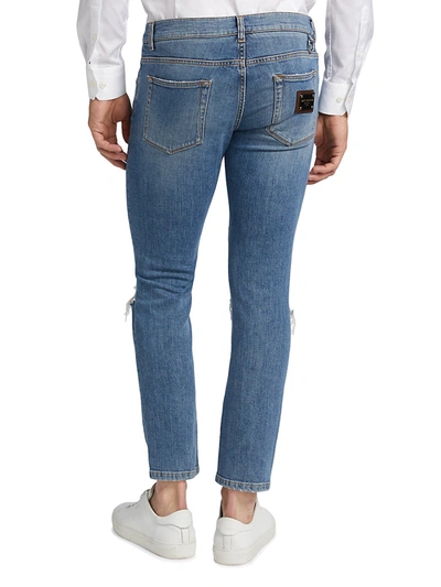 Shop Dolce & Gabbana Men's Embellished Ripped Skinny Jeans In Variante