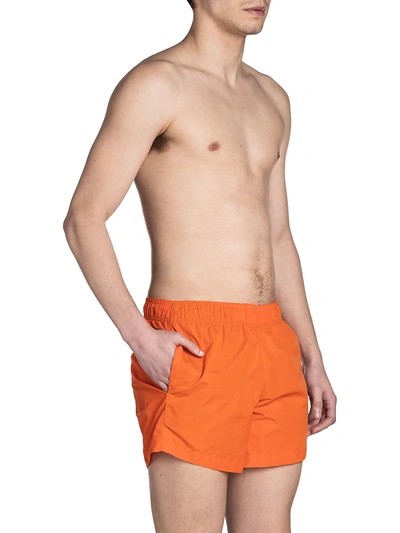 Shop Off-white Diagonal Logo Swim Shorts In Orange