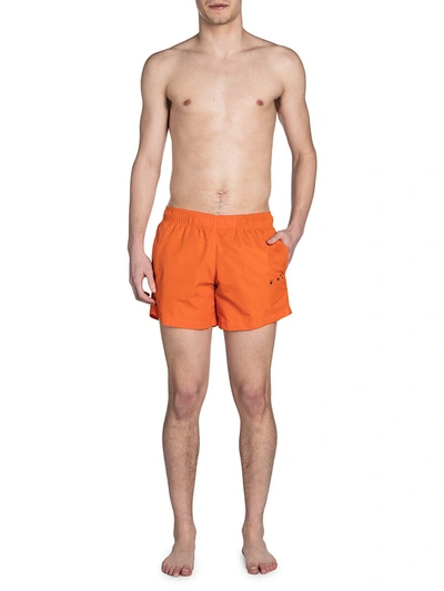 Shop Off-white Diagonal Logo Swim Shorts In Orange