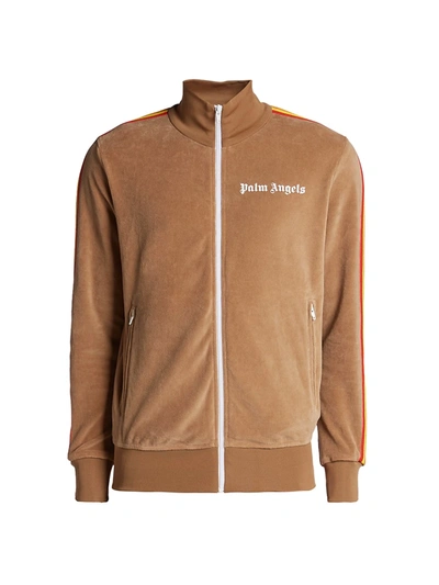 Shop Palm Angels Rainbow Chenille Track Jacket In Brown White