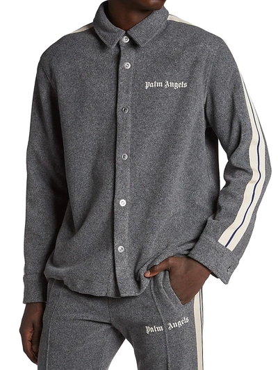 Shop Palm Angels Wool Logo Track Shirt In Light Grey